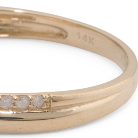 WHITE LOTUS Gold/Diamond 14kt Gold Diamond Double Band Ring - Picture 3 of 3